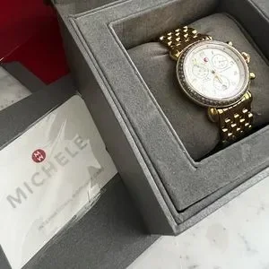 Michele | Accessories | Michele Csx Mw3c0 Diamond Watch Gold  display picture 3